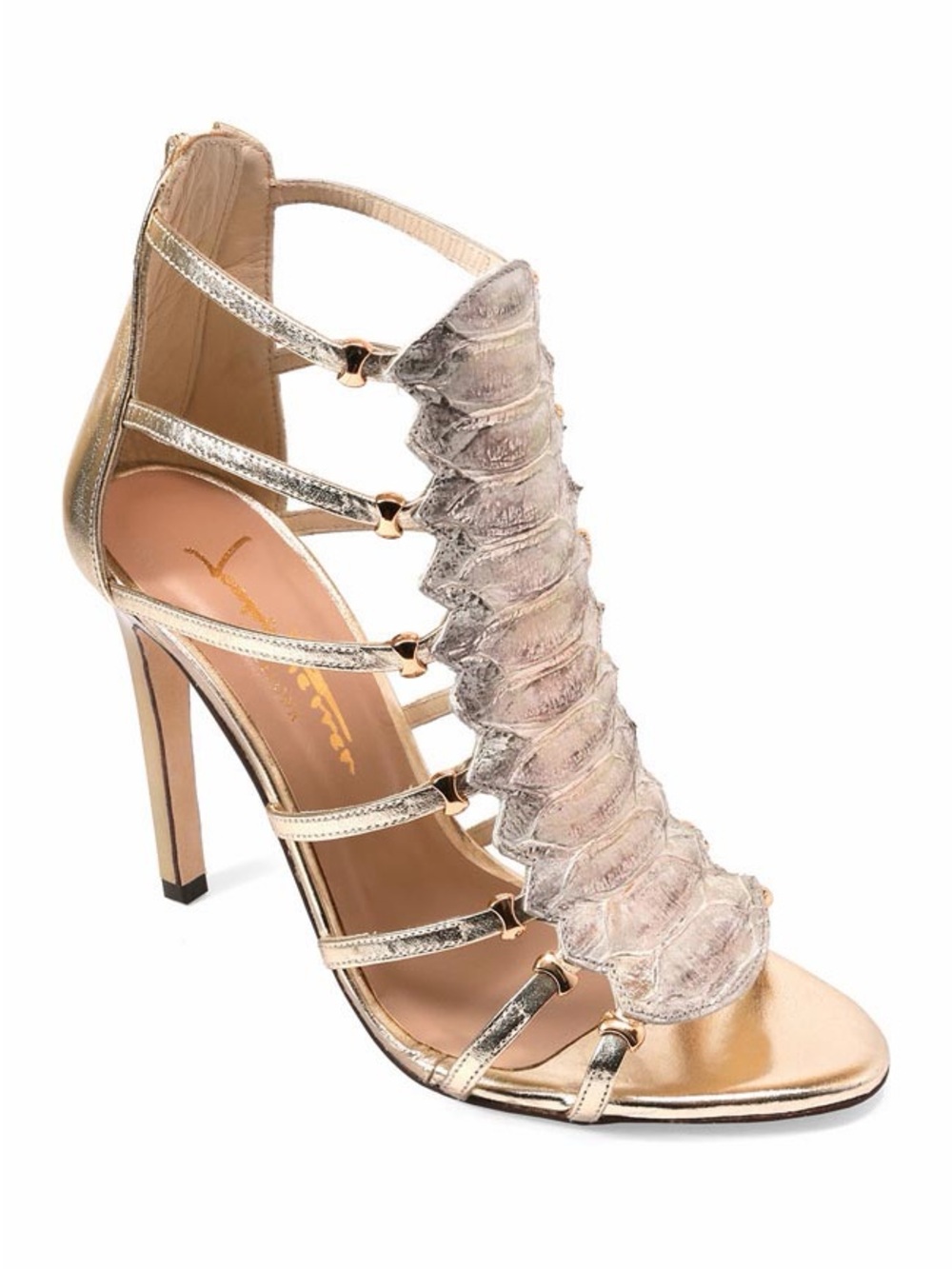 7021-6 JADE Joaquim Ferrer Barcelona Gold Ruffle Gladiator High Heel Sandals